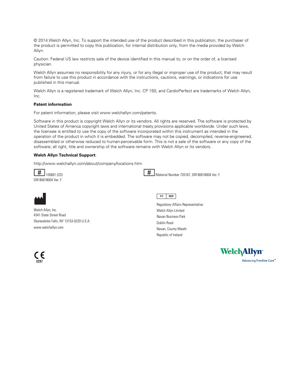 Welch Allyn CP 150 spirometry option - User Manual User Manual | Page 2 / 68