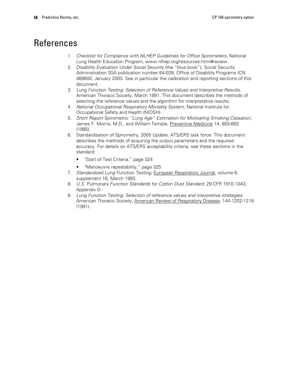 References | Welch Allyn CP 150 spirometry option - User Manual User Manual | Page 62 / 68