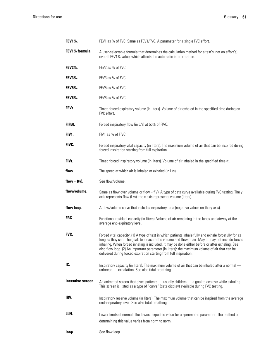 Welch Allyn CP 150 spirometry option - User Manual User Manual | Page 65 / 68