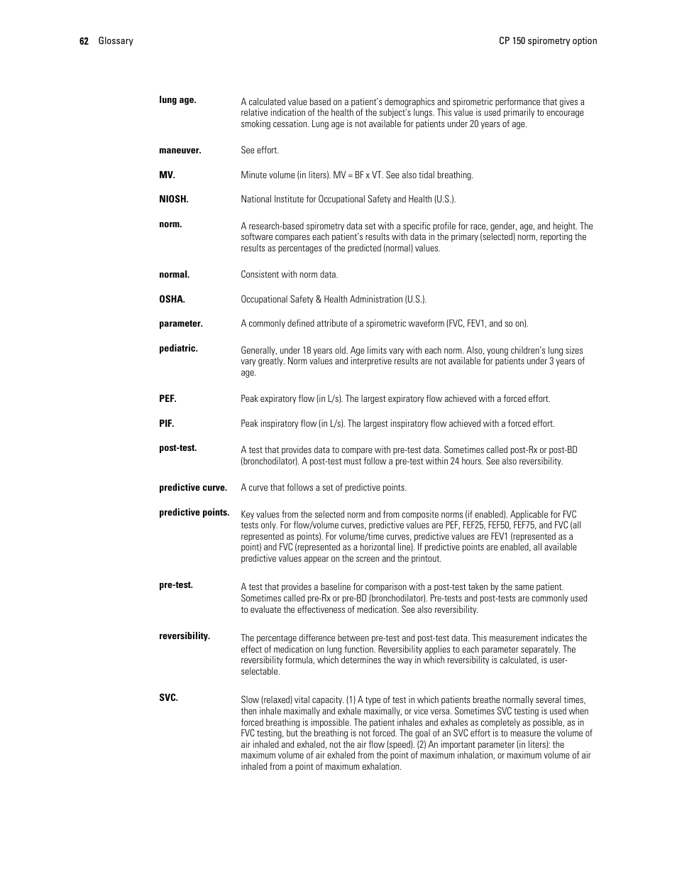 Welch Allyn CP 150 spirometry option - User Manual User Manual | Page 66 / 68