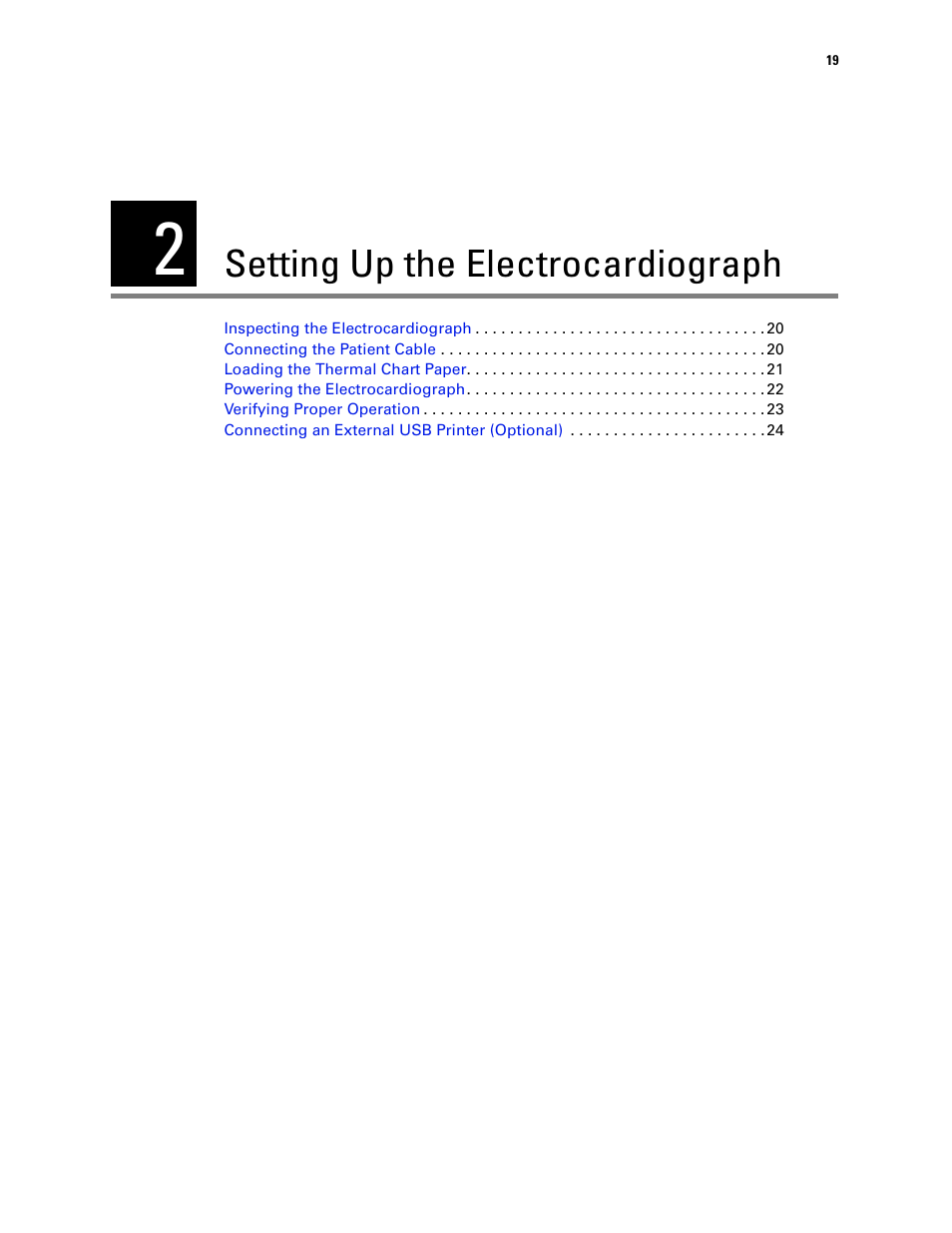 Setting up the electrocardiograph, 2 - setting up the electrocardiograph | Welch Allyn CP 100 12-Lead Resting Electrocardiograph - User Manual User Manual | Page 23 / 90