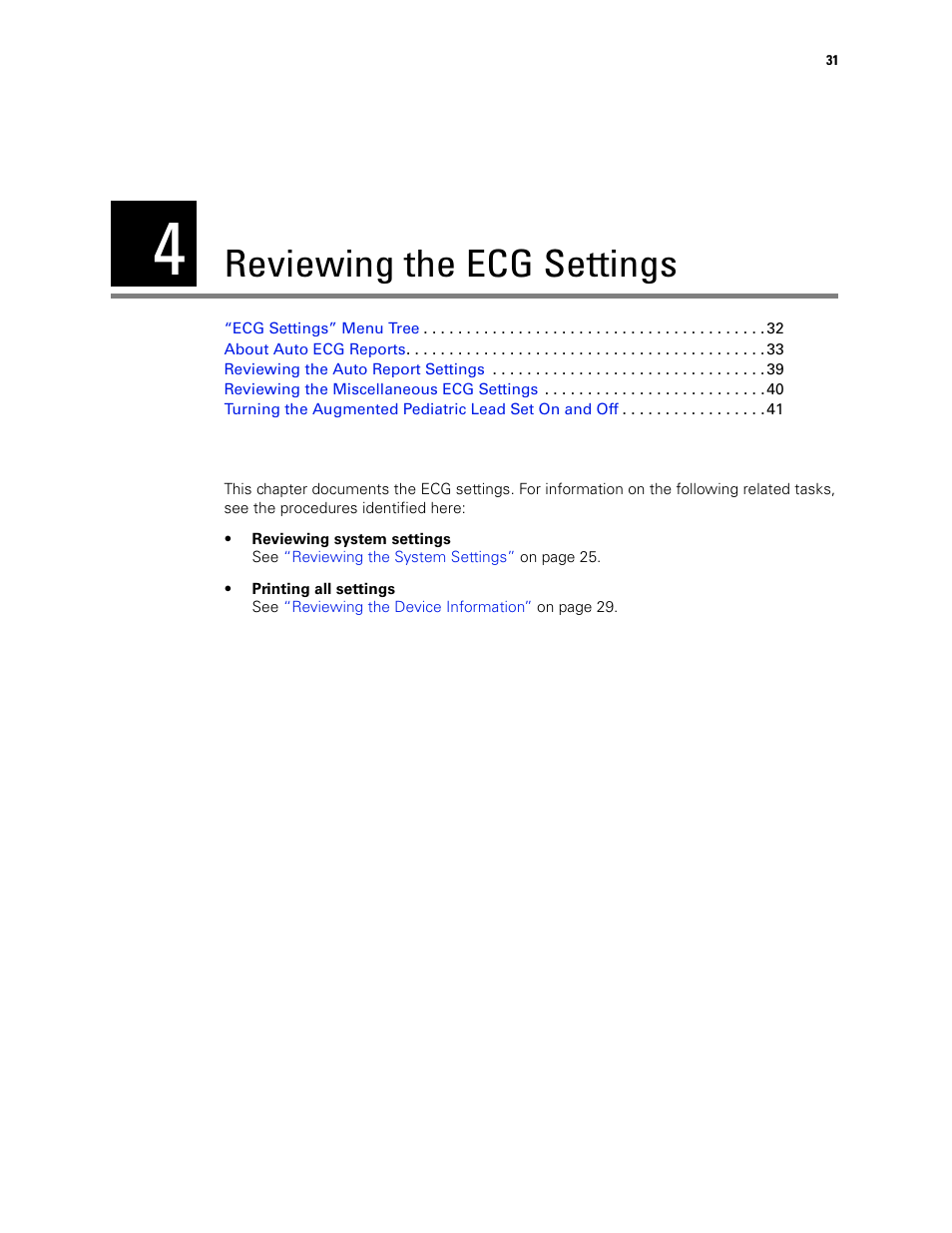 Reviewing the ecg settings, 4 - reviewing the ecg settings | Welch Allyn CP 100 12-Lead Resting Electrocardiograph - User Manual User Manual | Page 35 / 90