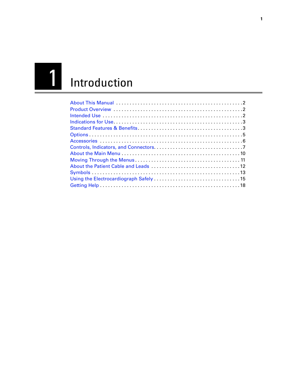 Introduction, 1 - introduction | Welch Allyn CP 100 12-Lead Resting Electrocardiograph - User Manual User Manual | Page 5 / 90