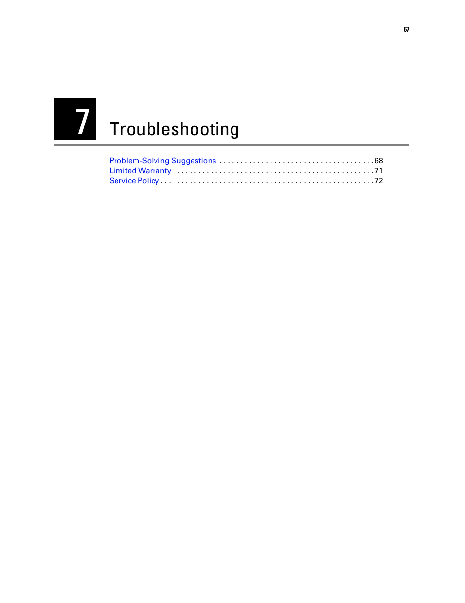 Troubleshooting, 7 - troubleshooting | Welch Allyn CP 100 12-Lead Resting Electrocardiograph - User Manual User Manual | Page 71 / 90