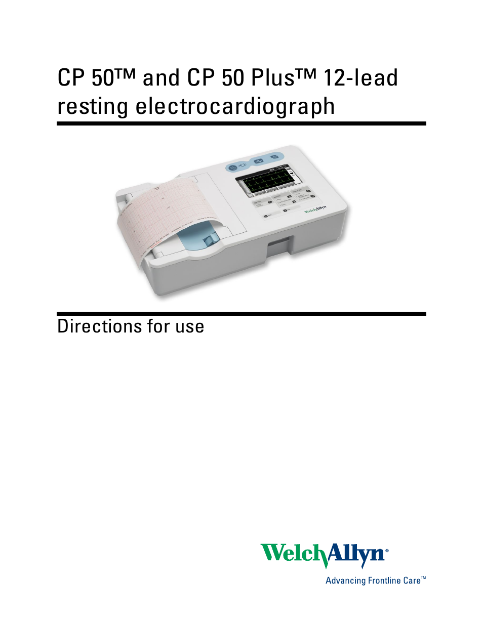 Welch Allyn CP 50 Plus 12-lead resting electrocardiograph - User Manual User Manual | 52 pages