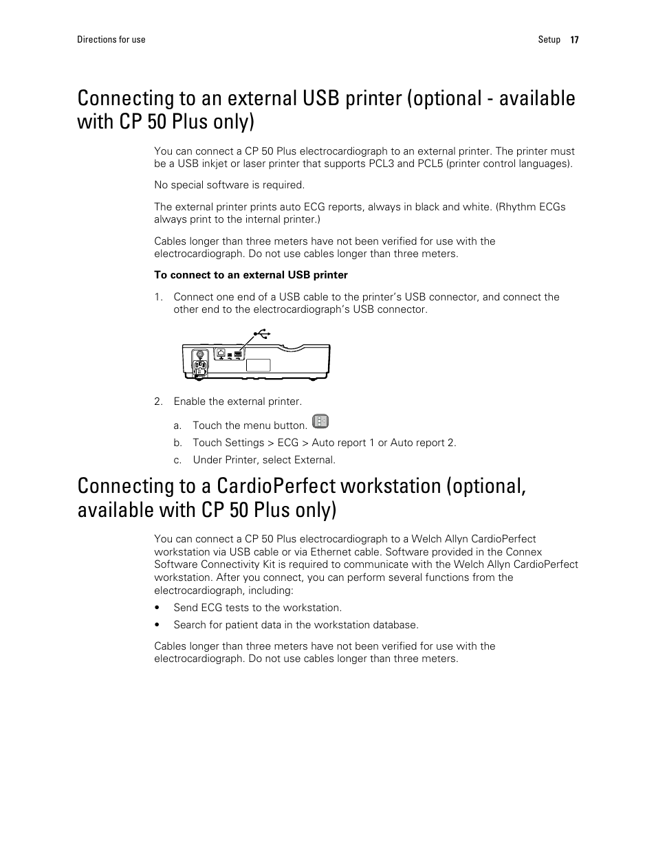 Welch Allyn CP 50 Plus 12-lead resting electrocardiograph - User Manual User Manual | Page 21 / 52