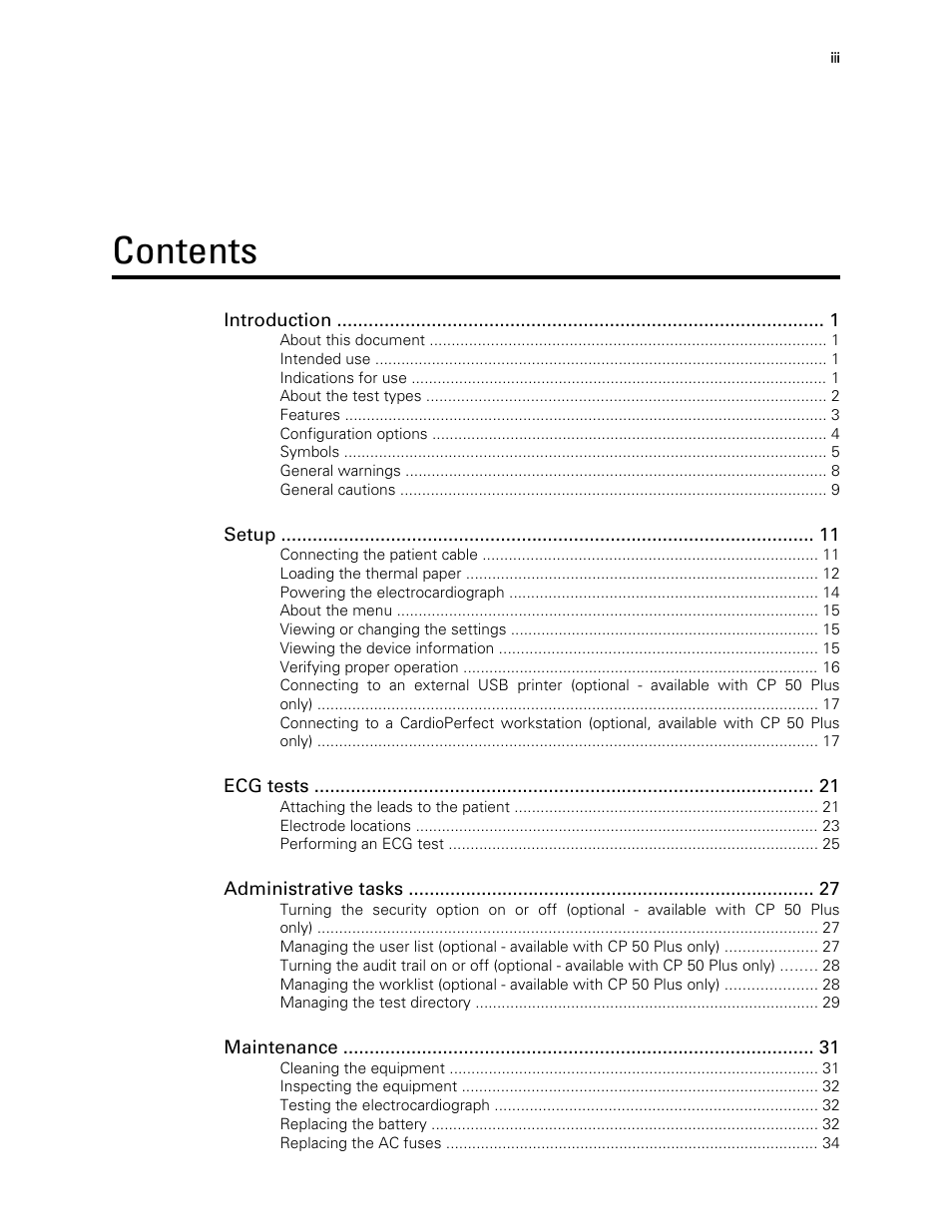 Welch Allyn CP 50 Plus 12-lead resting electrocardiograph - User Manual User Manual | Page 3 / 52