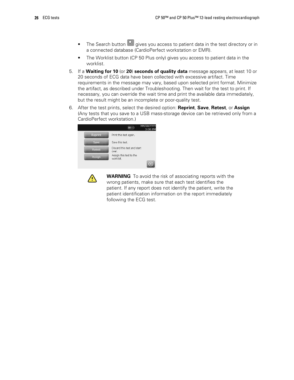 Welch Allyn CP 50 Plus 12-lead resting electrocardiograph - User Manual User Manual | Page 30 / 52