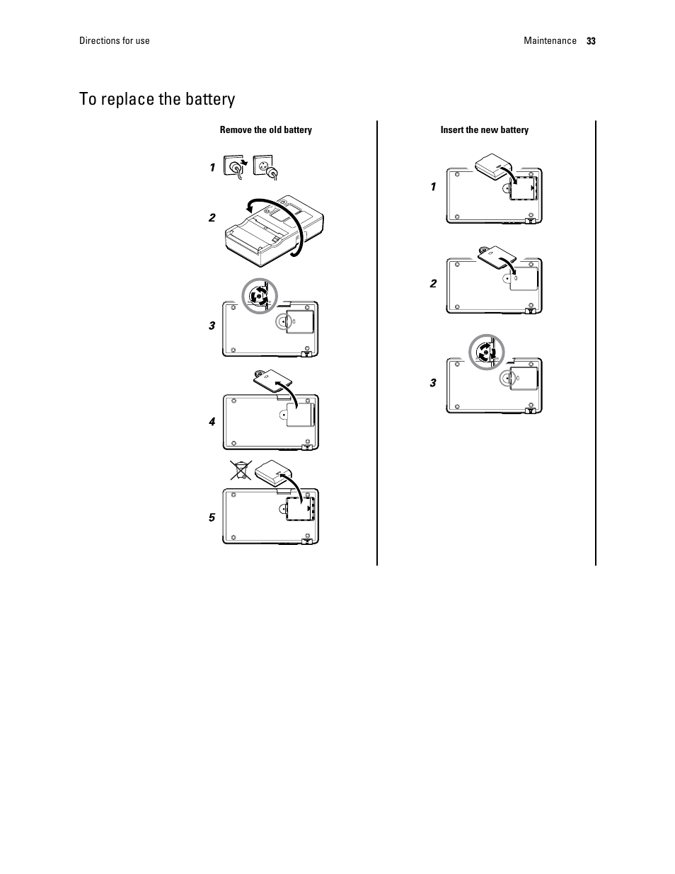 To replace the battery | Welch Allyn CP 50 Plus 12-lead resting electrocardiograph - User Manual User Manual | Page 37 / 52
