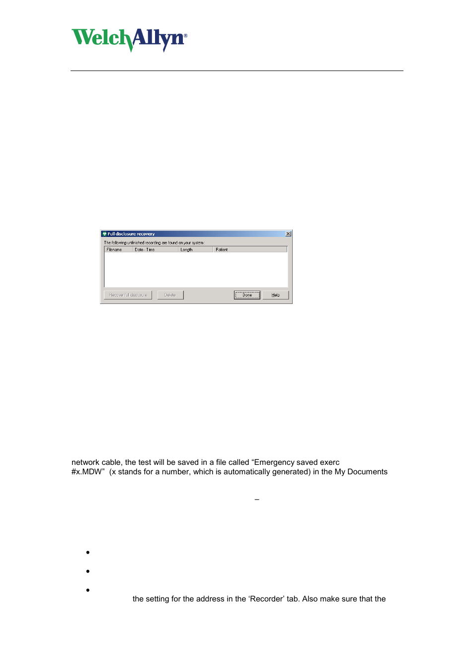 Troubleshooting, 1 test recovery, 2 troubleshooting | Test recovery | Welch Allyn CardioPerfect Workstation Exercise ECG Module - User Manual User Manual | Page 63 / 83