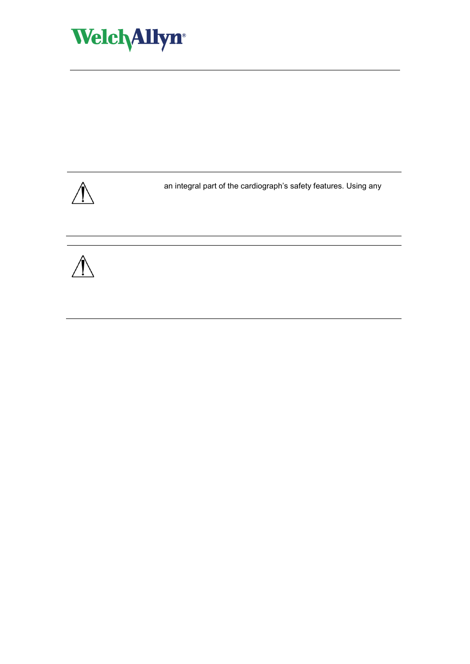 Caution, Warning | Welch Allyn CardioPerfect Workstation Exercise ECG Module - User Manual User Manual | Page 72 / 83