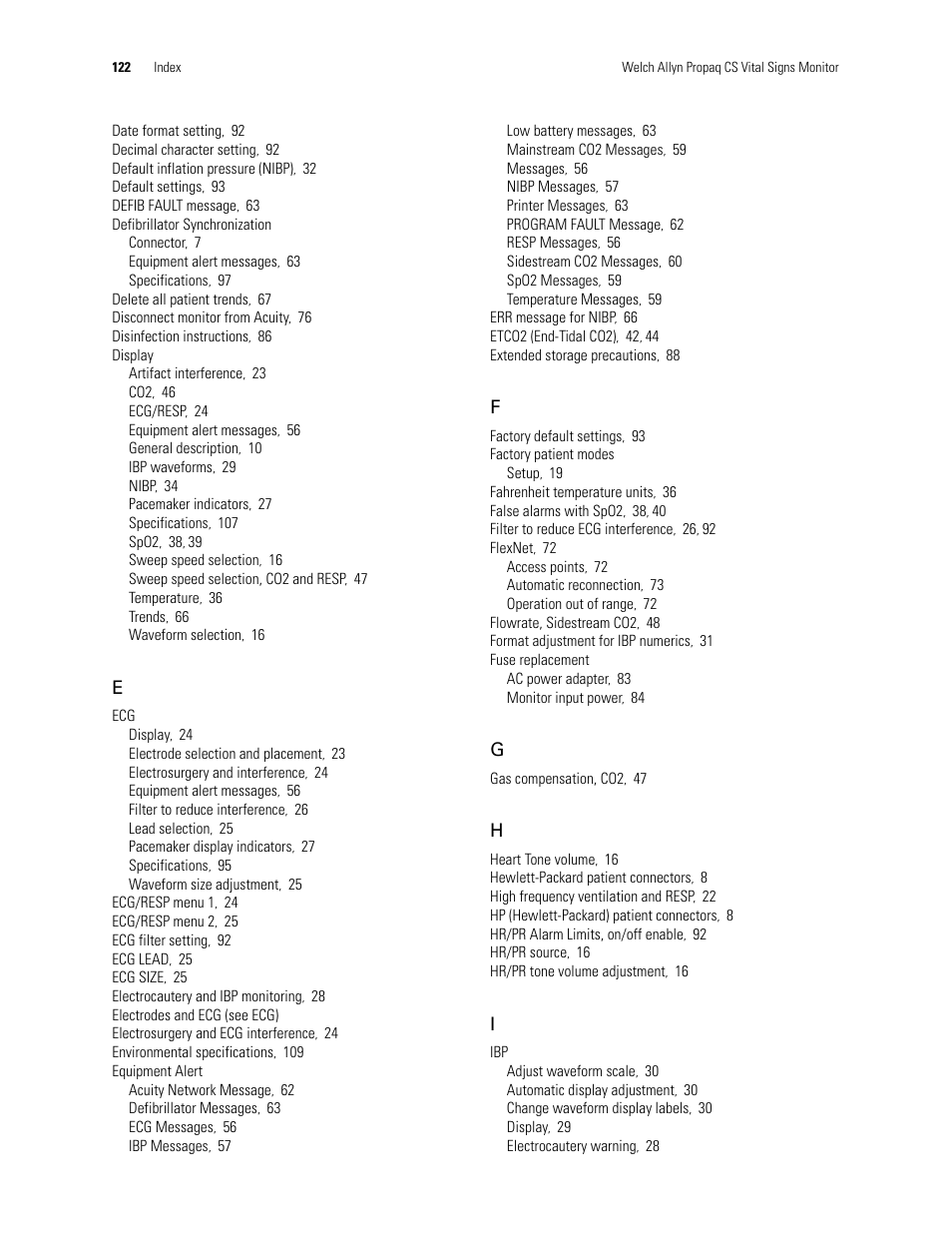 Welch Allyn 246 Propaq CS Vital Signs Monitor v.3.7X - User Manual User Manual | Page 126 / 130