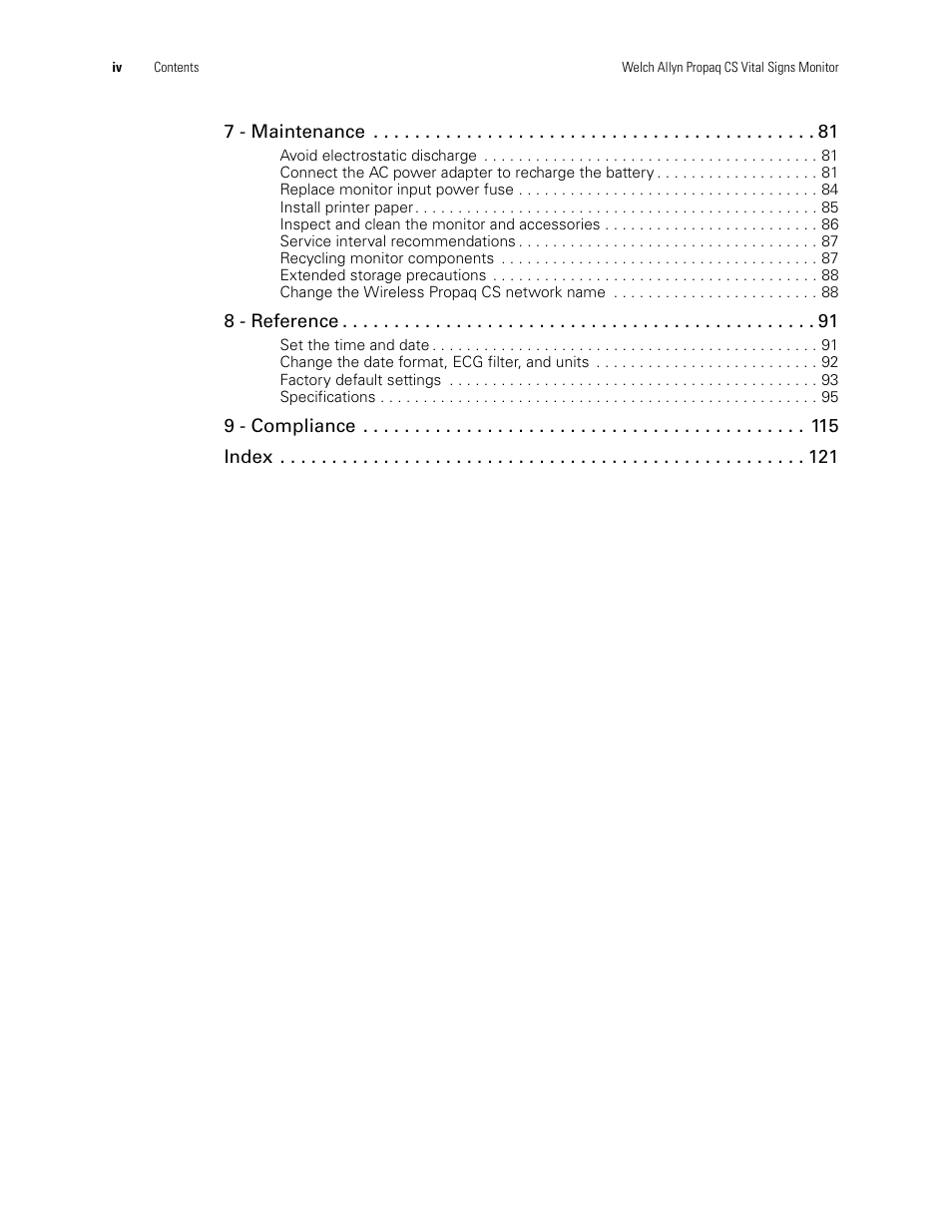Welch Allyn 246 Propaq CS Vital Signs Monitor v.3.7X - User Manual User Manual | Page 4 / 130