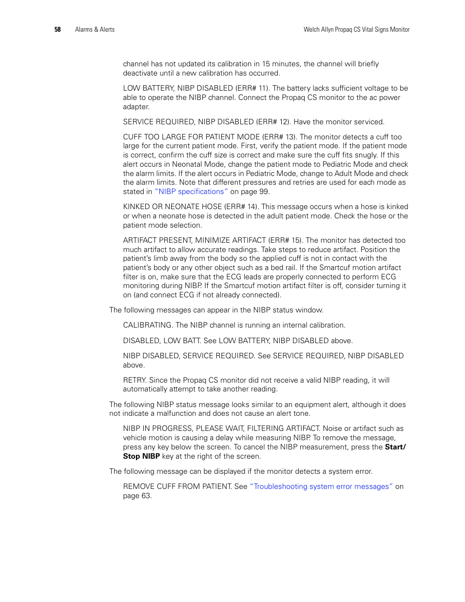 Welch Allyn 246 Propaq CS Vital Signs Monitor v.3.7X - User Manual User Manual | Page 62 / 130