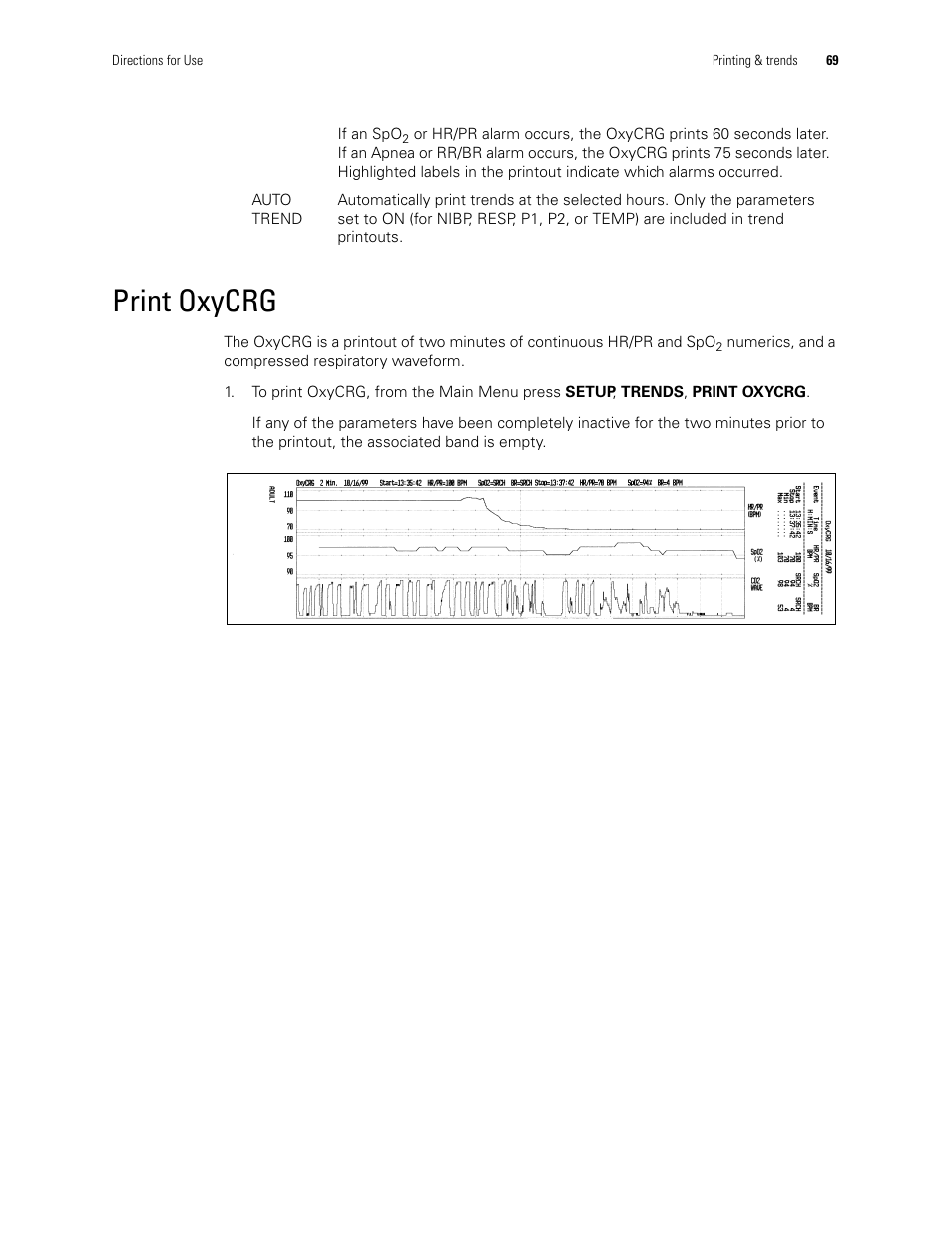 Print oxycrg | Welch Allyn 246 Propaq CS Vital Signs Monitor v.3.7X - User Manual User Manual | Page 73 / 130