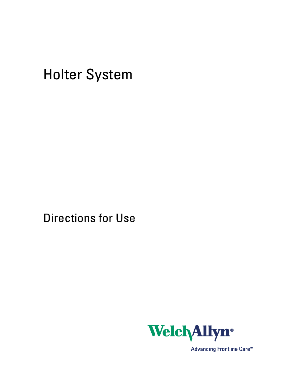 Welch Allyn Holter System - User Manual User Manual | 70 pages