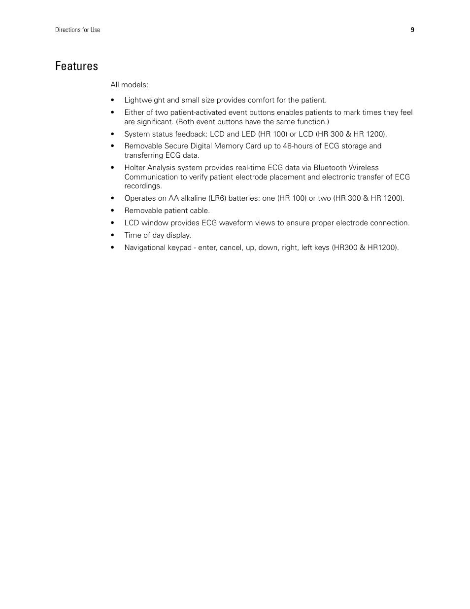 Features | Welch Allyn Holter System - User Manual User Manual | Page 13 / 70