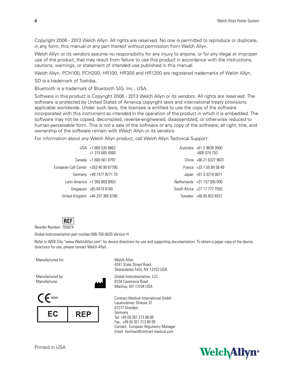 Welch Allyn Holter System - User Manual User Manual | Page 2 / 70