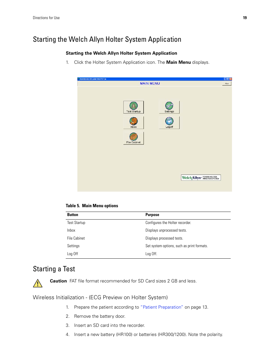 Starting the welch allyn holter system application, Starting a test | Welch Allyn Holter System - User Manual User Manual | Page 23 / 70