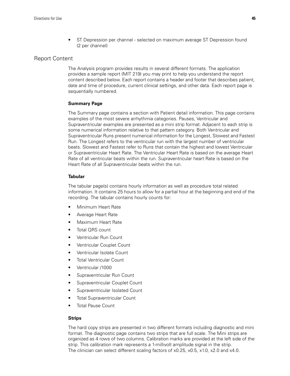 Report content | Welch Allyn Holter System - User Manual User Manual | Page 49 / 70