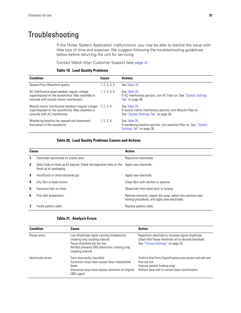 Troubleshooting | Welch Allyn Holter System - User Manual User Manual | Page 61 / 70