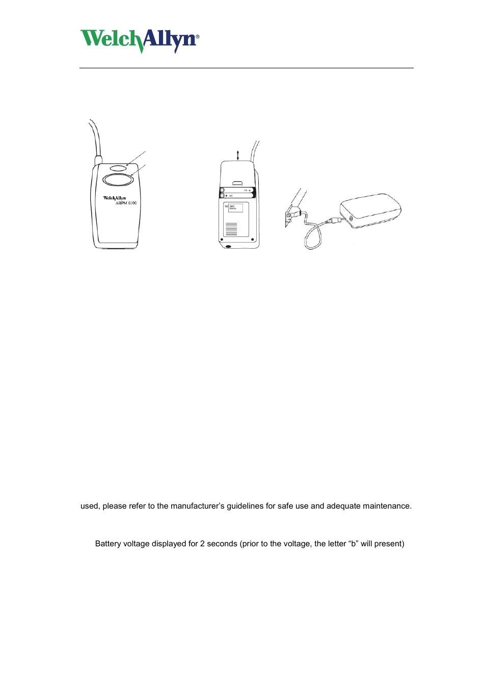 2 operation, Batteries, Operation | Abpm 6100 hardware manual | Welch Allyn ABPM 6100 Hardware - User Manual User Manual | Page 11 / 28