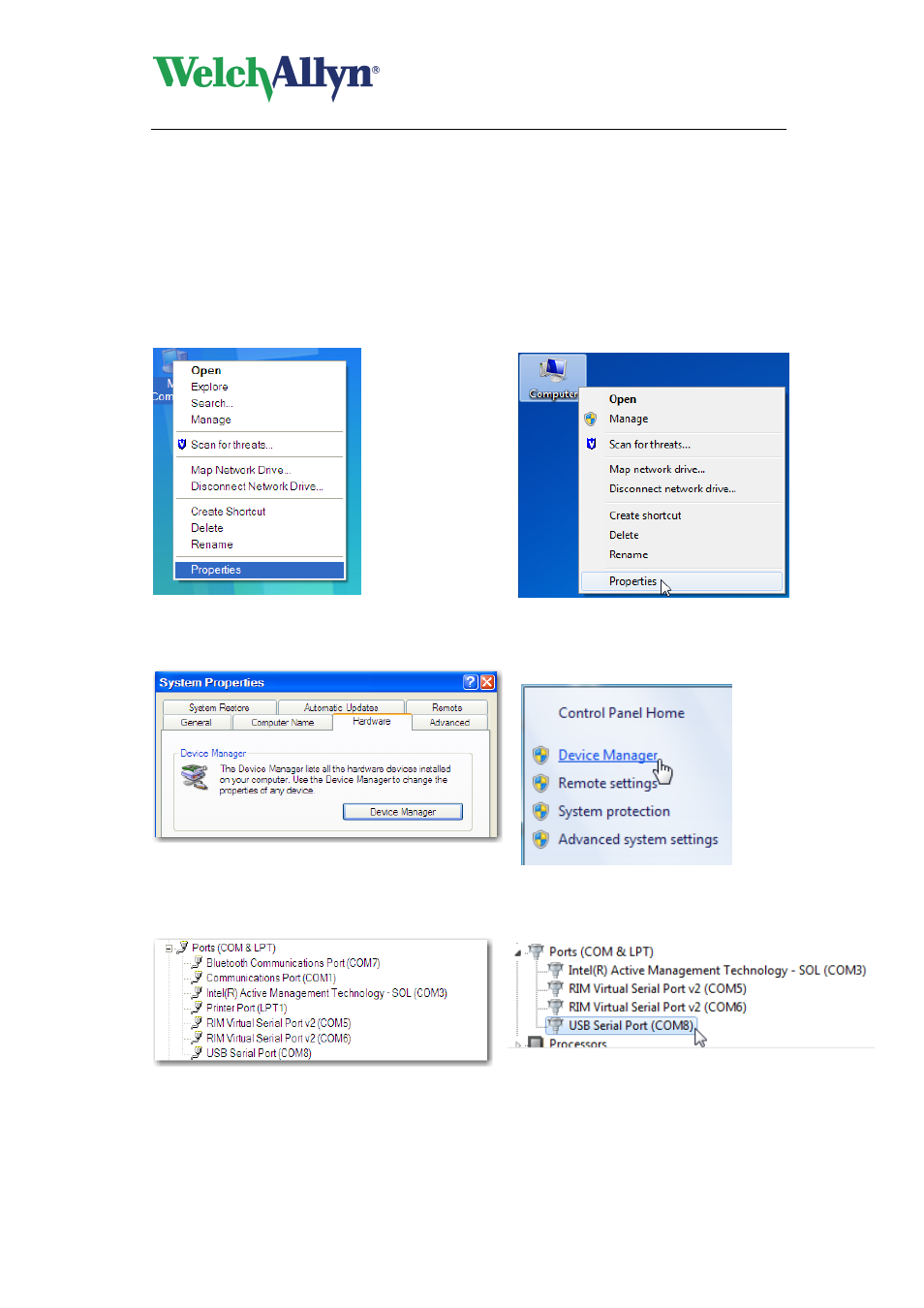 Interface, Abpm 6100 hardware manual, Windows xp windows 7/ windows 8 | Welch Allyn ABPM 6100 Hardware - User Manual User Manual | Page 13 / 28