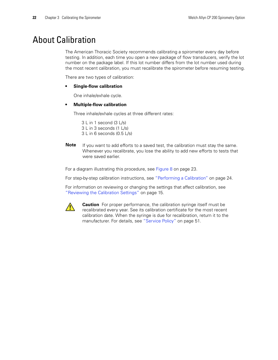 About calibration | Welch Allyn CP 200 Spirometry Option - User Manual User Manual | Page 26 / 92