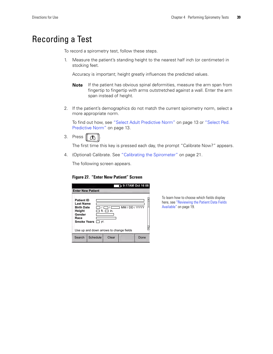 Recording a test, Step 3 | Welch Allyn CP 200 Spirometry Option - User Manual User Manual | Page 43 / 92