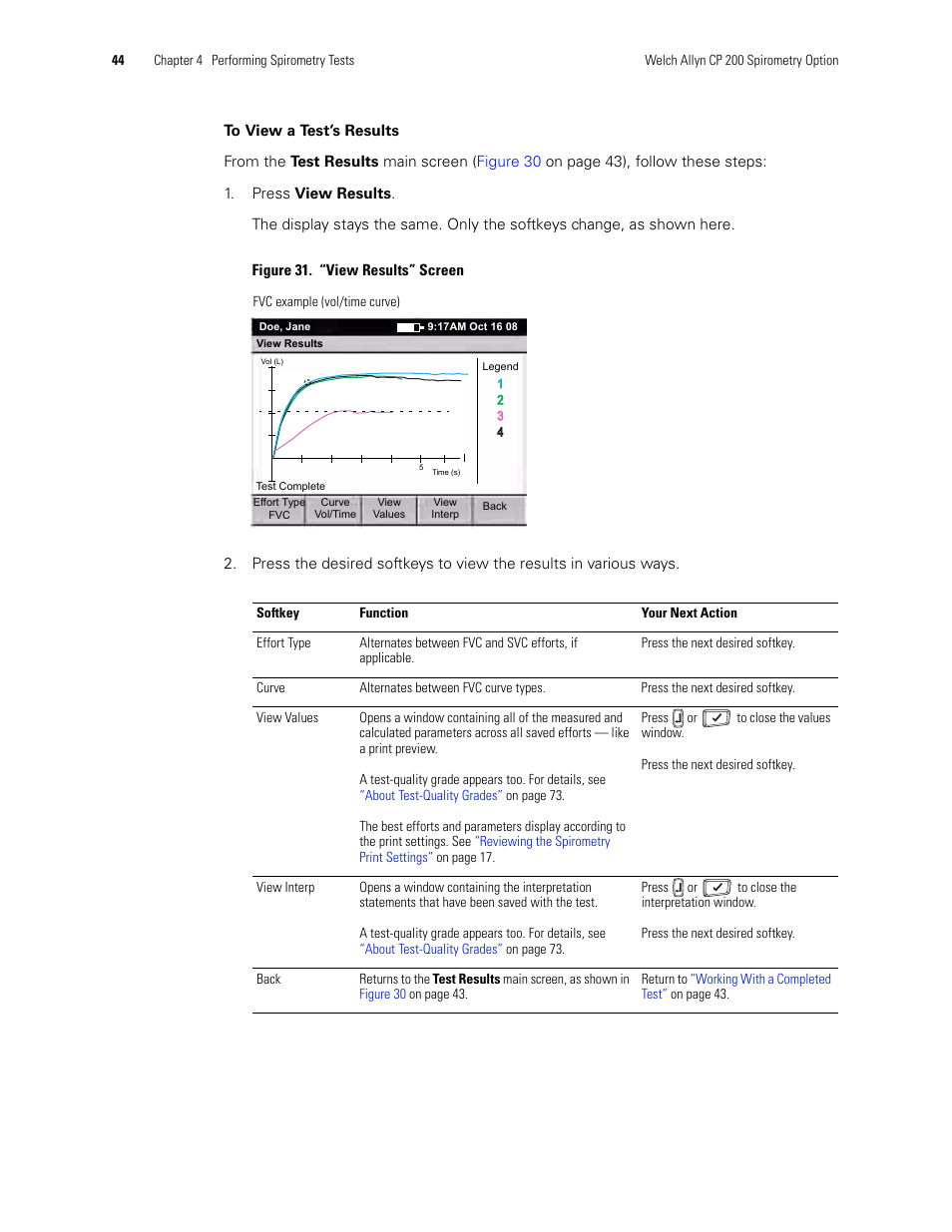 Welch Allyn CP 200 Spirometry Option - User Manual User Manual | Page 48 / 92