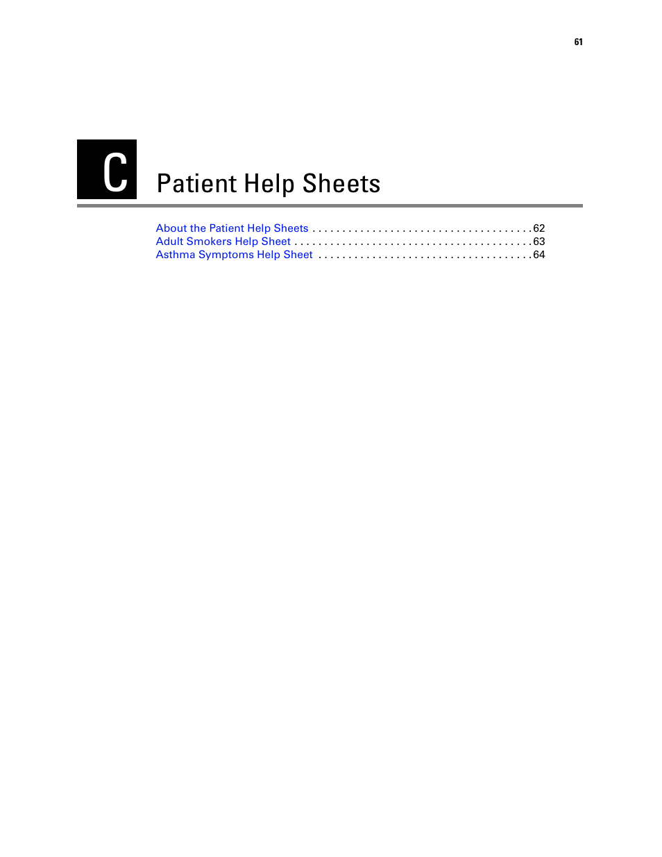 Patient help sheets, C - patient help sheets | Welch Allyn CP 200 Spirometry Option - User Manual User Manual | Page 65 / 92