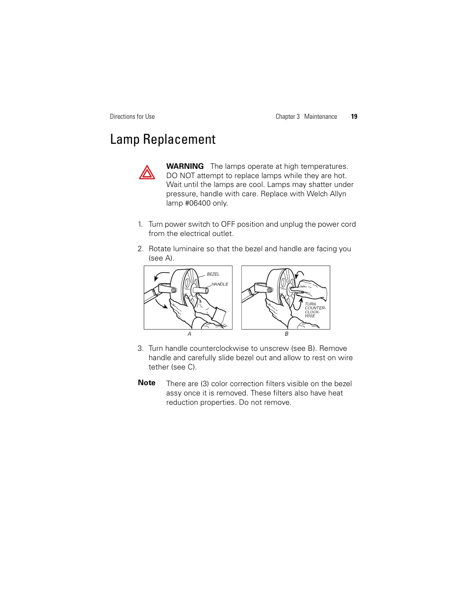 Lamp replacement | Welch Allyn LS200 Procedure Light - User Manual User Manual | Page 25 / 36
