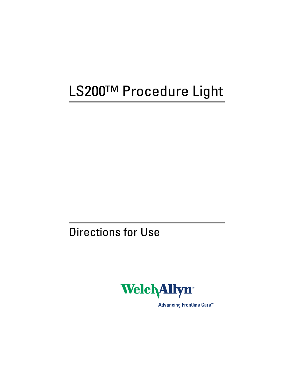 Ls200™ procedure light | Welch Allyn LS200 Procedure Light - User Manual User Manual | Page 3 / 36