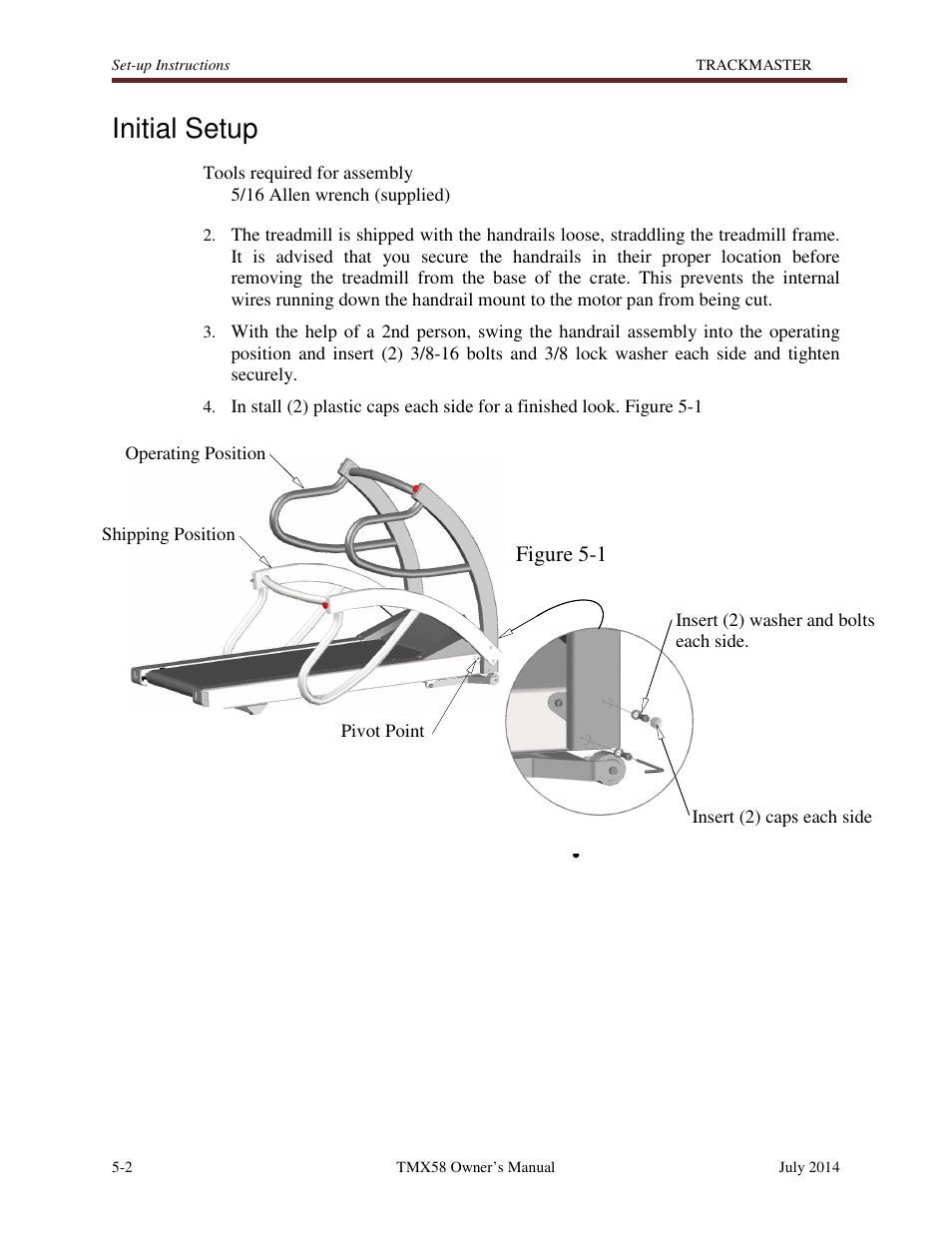 Initial setup, Figure 5-1 | Welch Allyn TMX428CP Trackmaster Medical Treadmill - User Manual User Manual | Page 24 / 64