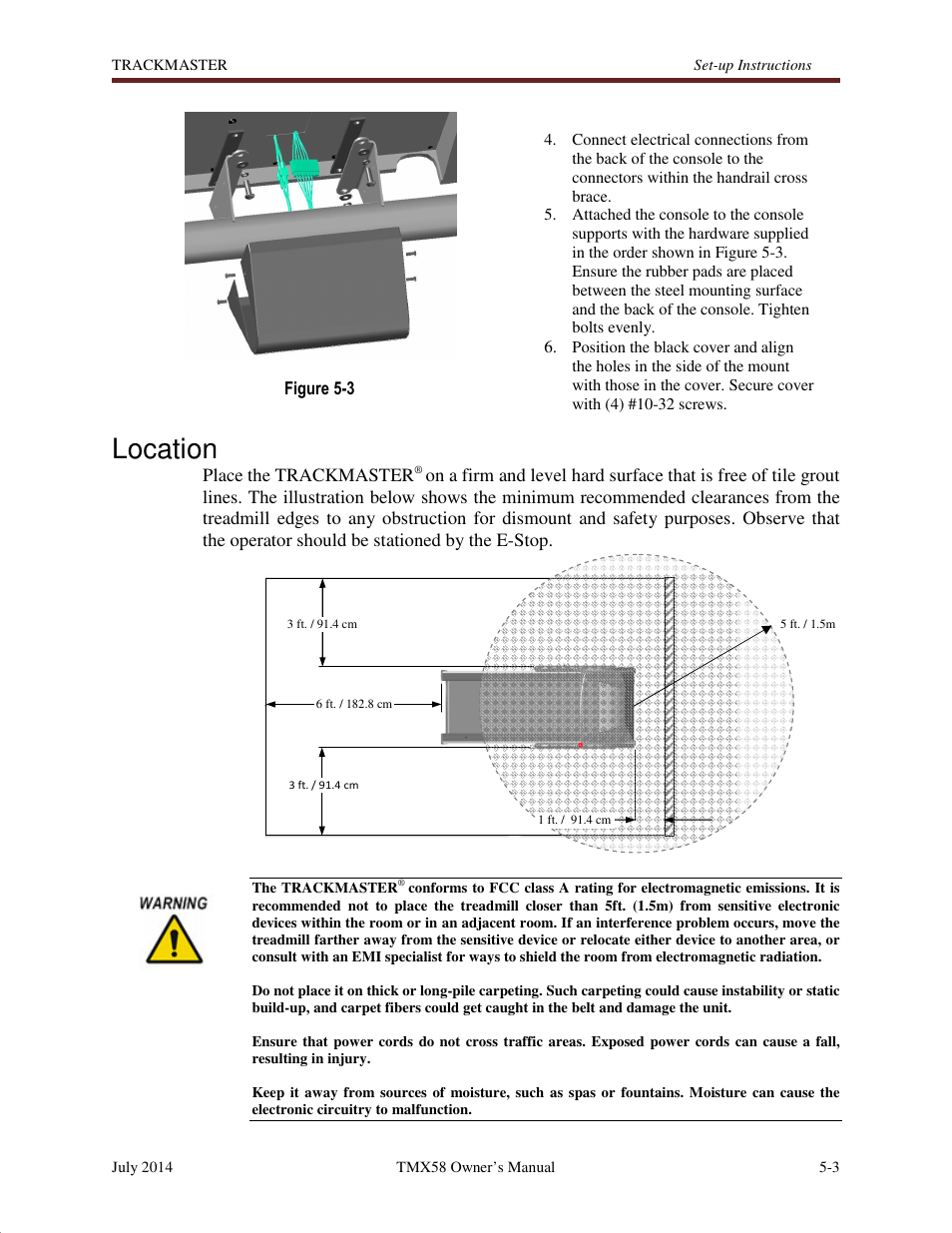 Location | Welch Allyn TMX428CP Trackmaster Medical Treadmill - User Manual User Manual | Page 25 / 64