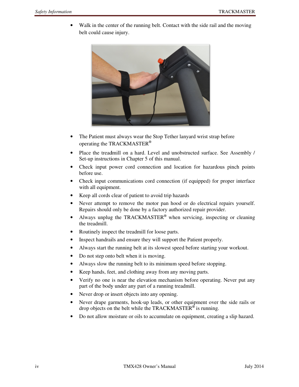 Welch Allyn TMX428CP Trackmaster Medical Treadmill - User Manual User Manual | Page 6 / 64