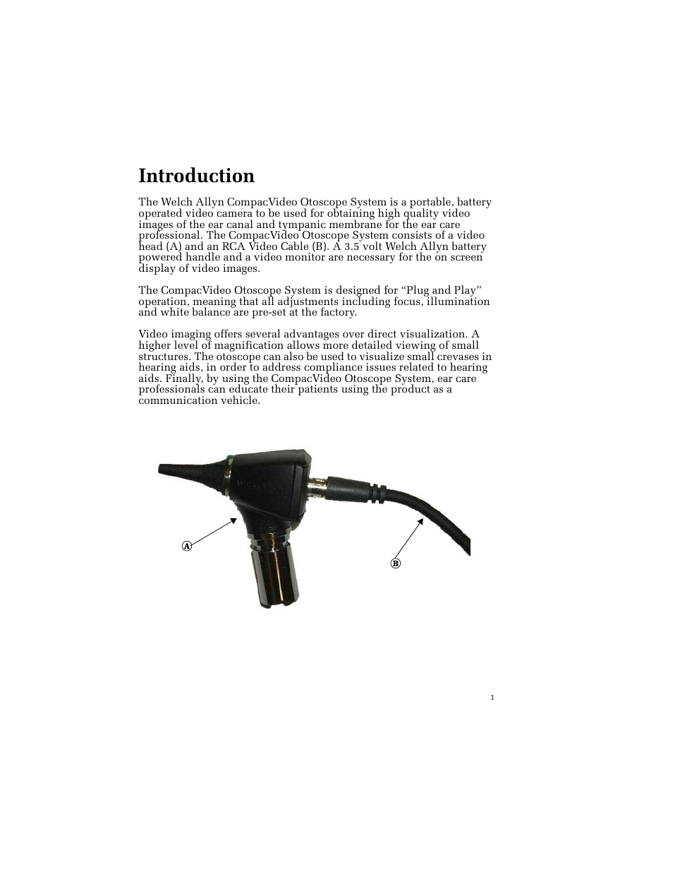 Introduction | Welch Allyn 23120P (PAL) CompacVideo Otoscope - User Manual User Manual | Page 6 / 16