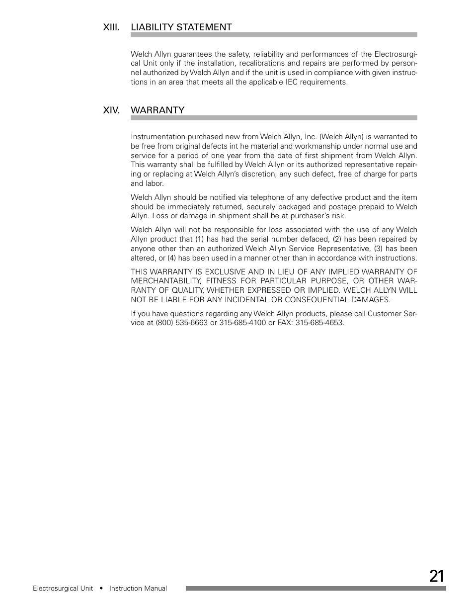 Welch Allyn Electrosurgical Unit - User Manual User Manual | Page 22 / 24