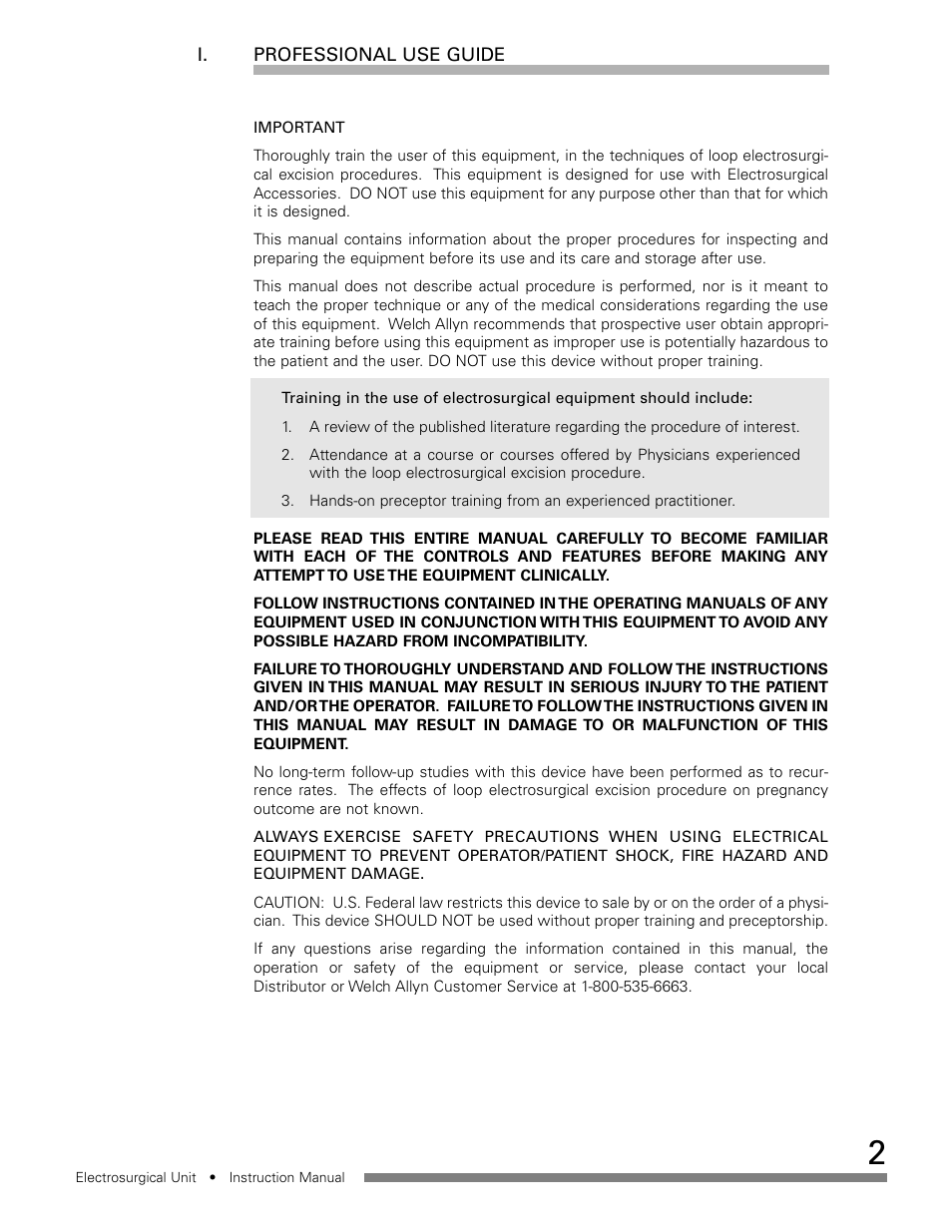 Welch Allyn Electrosurgical Unit - User Manual User Manual | Page 3 / 24