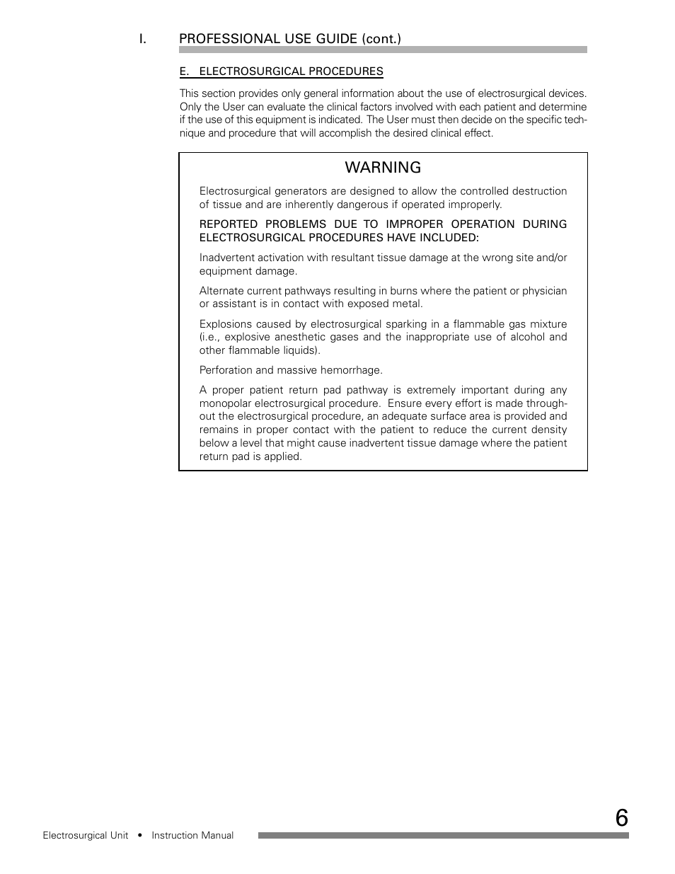 Warning | Welch Allyn Electrosurgical Unit - User Manual User Manual | Page 7 / 24