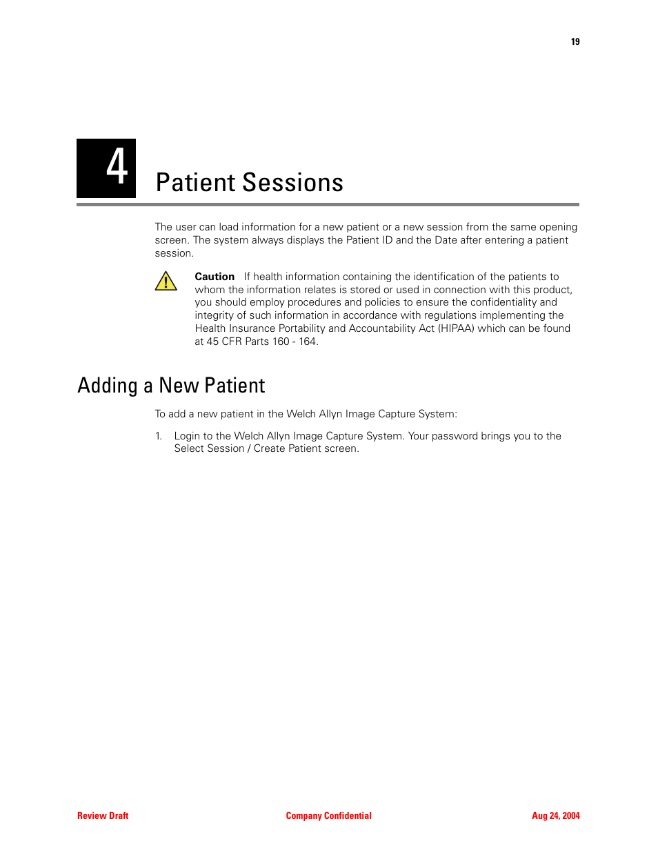 Patient sessions, Adding a new patient, 4 - patient sessions | Welch Allyn Image Capture System - User Manual User Manual | Page 27 / 50