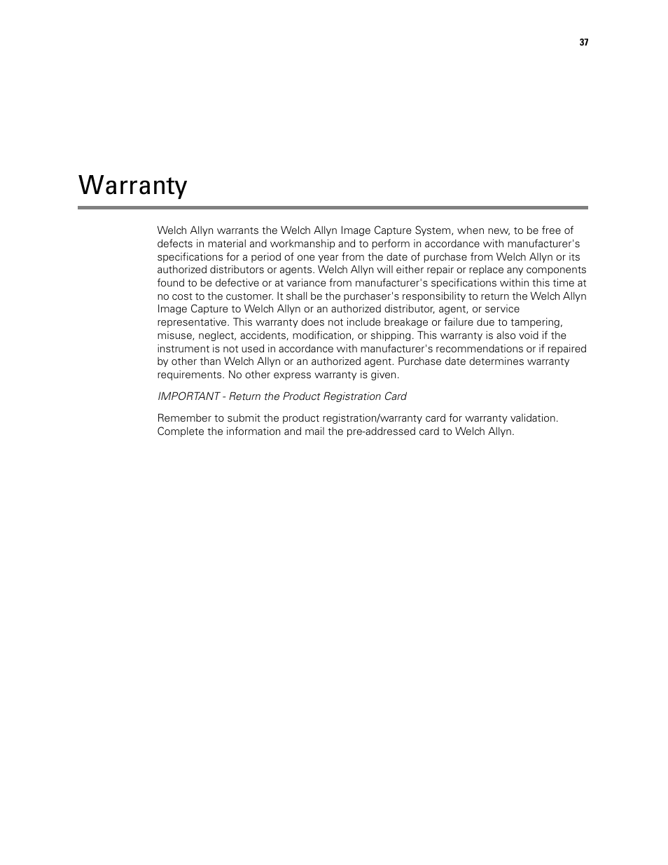 Warranty | Welch Allyn Image Capture System - User Manual User Manual | Page 45 / 50