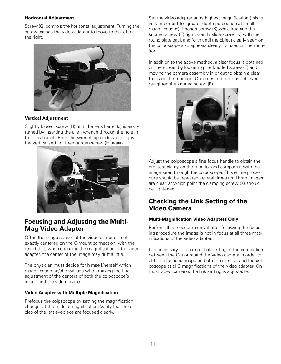 Checking the link setting of the video camera | Welch Allyn 88460 Optical Colposcope with Swing Arm Roller Stand - User Manual User Manual | Page 15 / 18