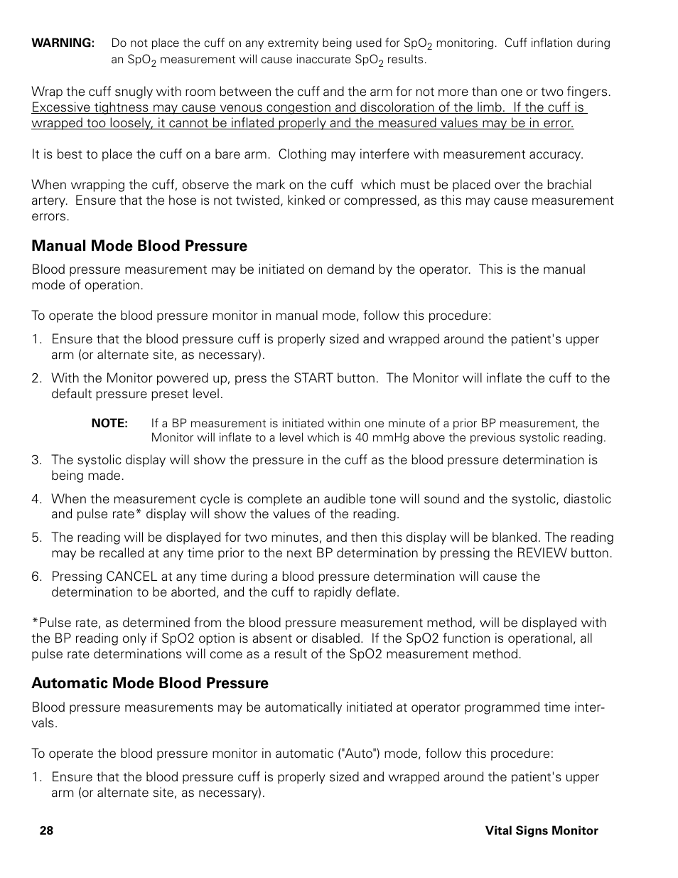 Manual mode blood pressure, Automatic mode blood pressure | Welch Allyn Vital Signs Monitor - User Manual User Manual | Page 34 / 78