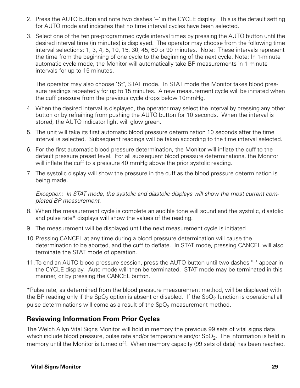 Reviewing information from prior cycles | Welch Allyn Vital Signs Monitor - User Manual User Manual | Page 35 / 78