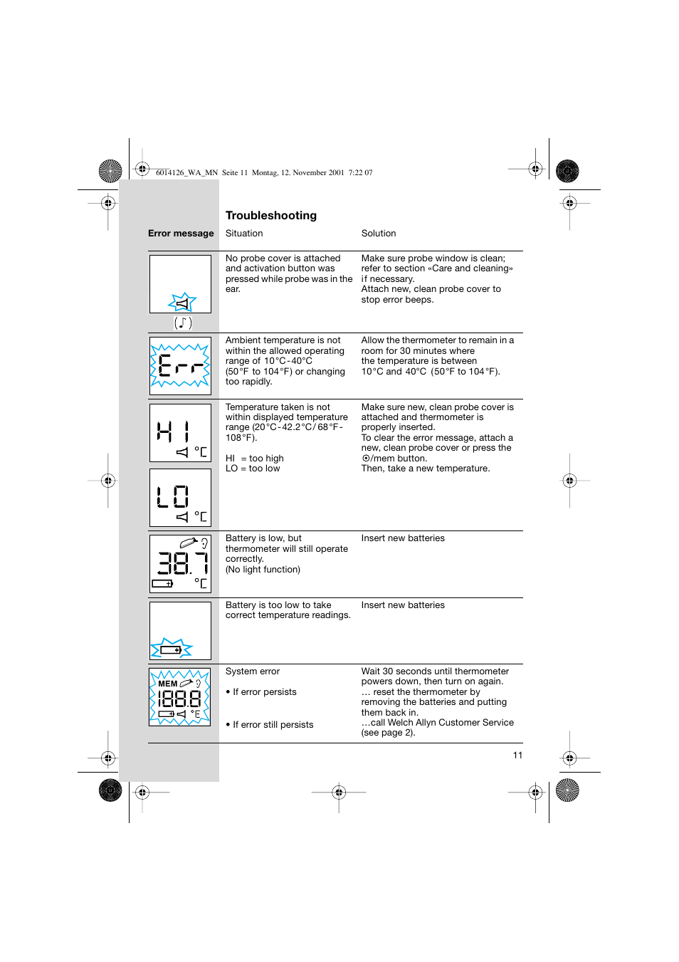 Welch Allyn PRO 3000 Braun ThermoScan - User Manual User Manual | Page 11 / 63