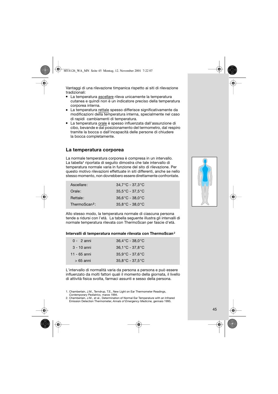 La temperatura corporea | Welch Allyn PRO 3000 Braun ThermoScan - User Manual User Manual | Page 45 / 63