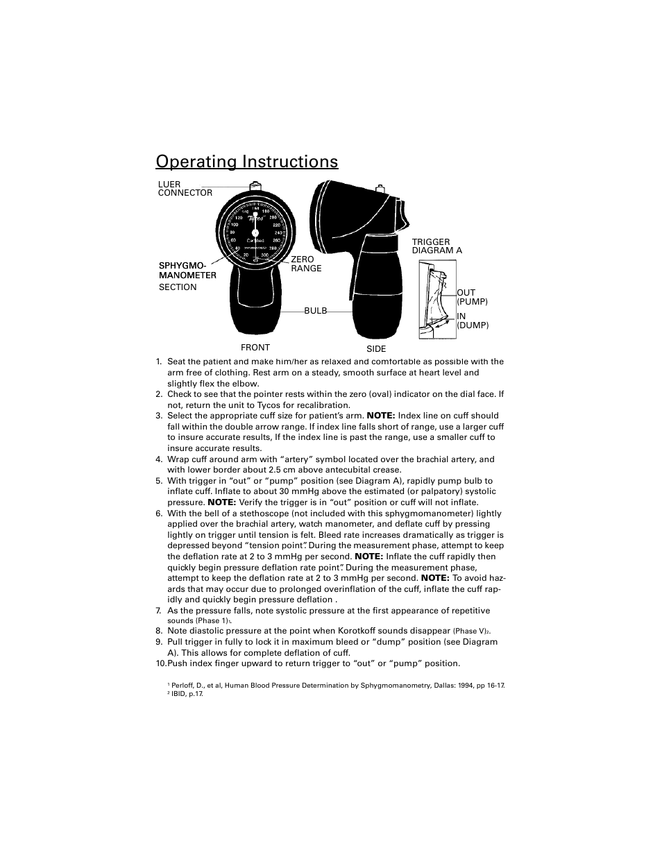 Operating instructions | Welch Allyn TR-1 Hand Aneroid - User Manual User Manual | Page 2 / 4