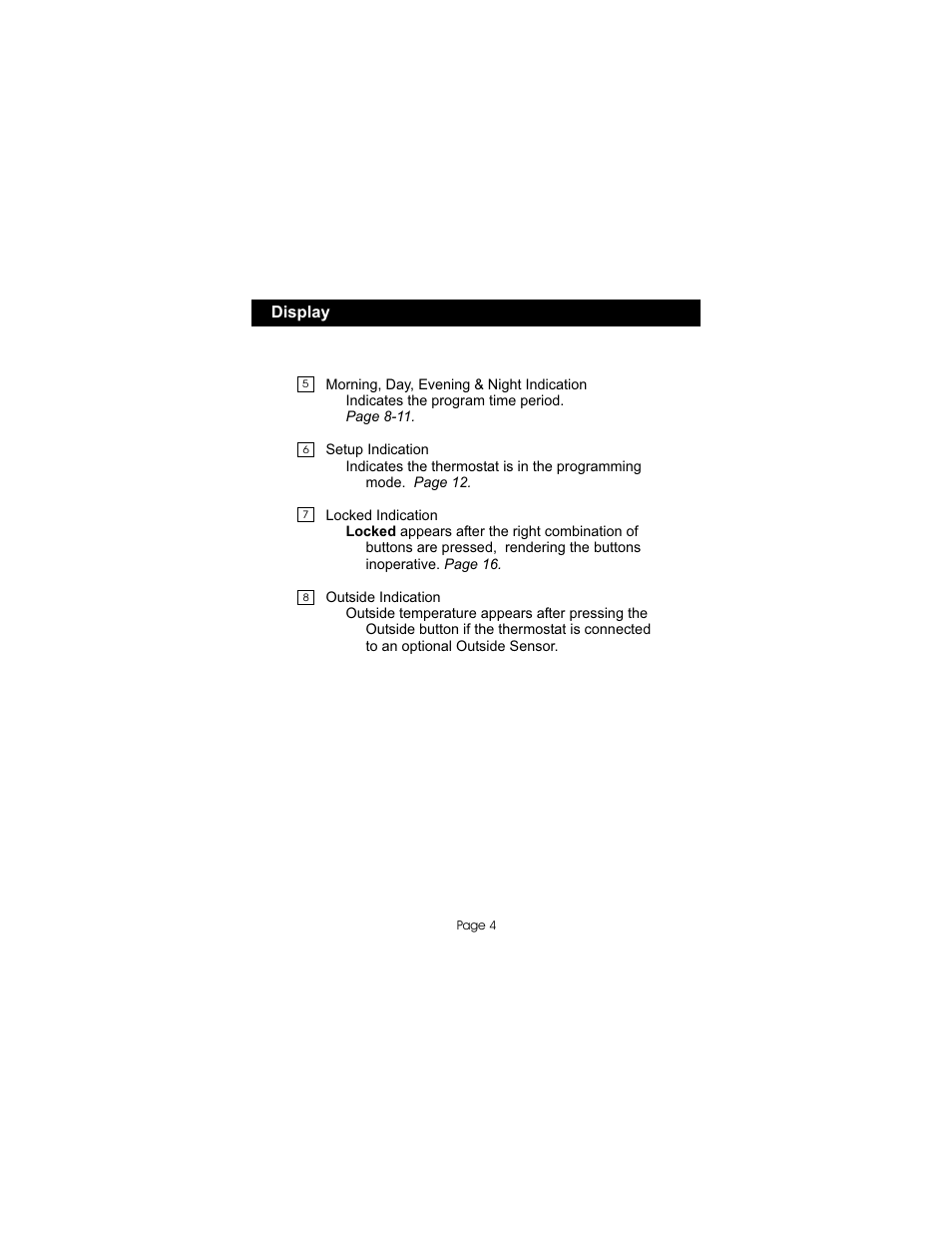 Display | Bryant TSTATBBP2W01 User Manual | Page 5 / 23