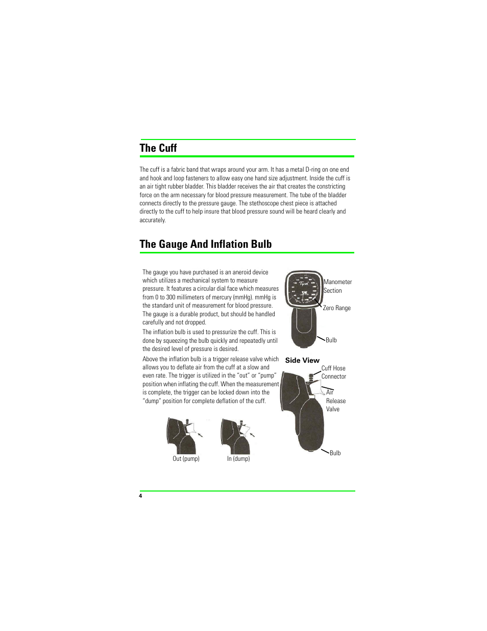 The cuff, The gauge and inflation bulb | Welch Allyn LProcheck Blood Pressue (BP) Measurement - User Manual User Manual | Page 4 / 12